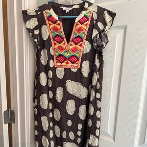 THML brown, cream dress